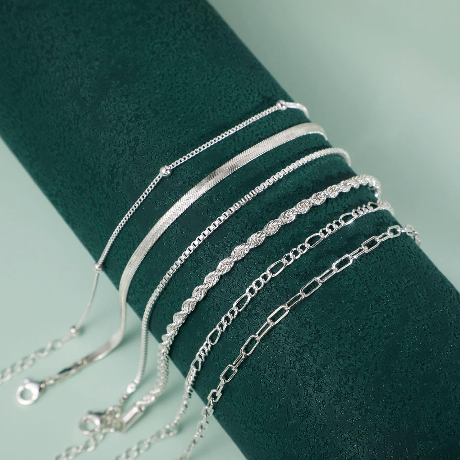 Relveo Gold/Silver Bracelets for Women,14K Real Gold Plated Bracelets Stack Trendy Jewelry Sets Stackable Snake Chain Figaro Paperclip Link Chain Adjustable Bracelet Pack Jewelry for Women - Image 8