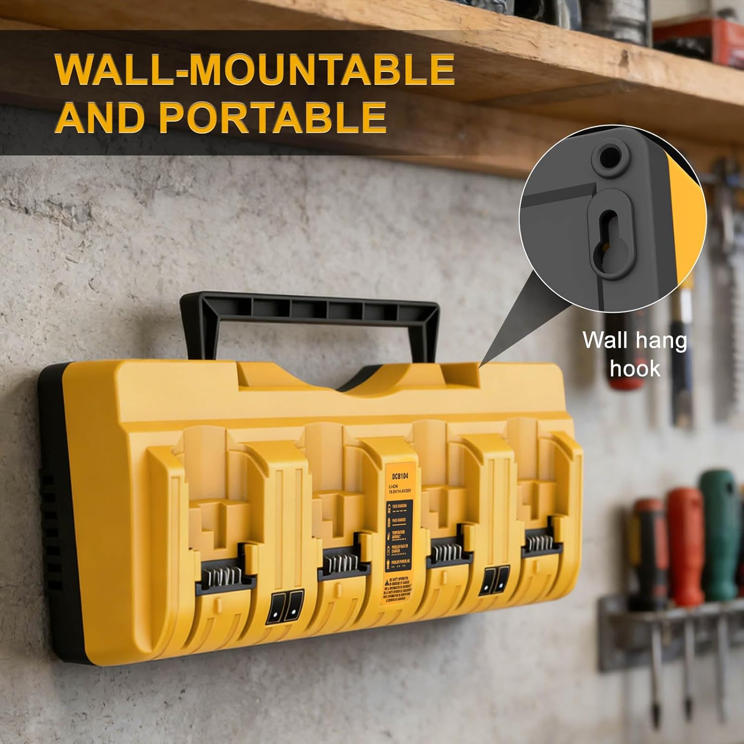 DCB104 4 Port Fast Charger Replacement for Dewalt Battery Charger, Multi Battery Charger Station Compatible with Dewalt 12V 20V Batteries with LED Indicator - Image 5