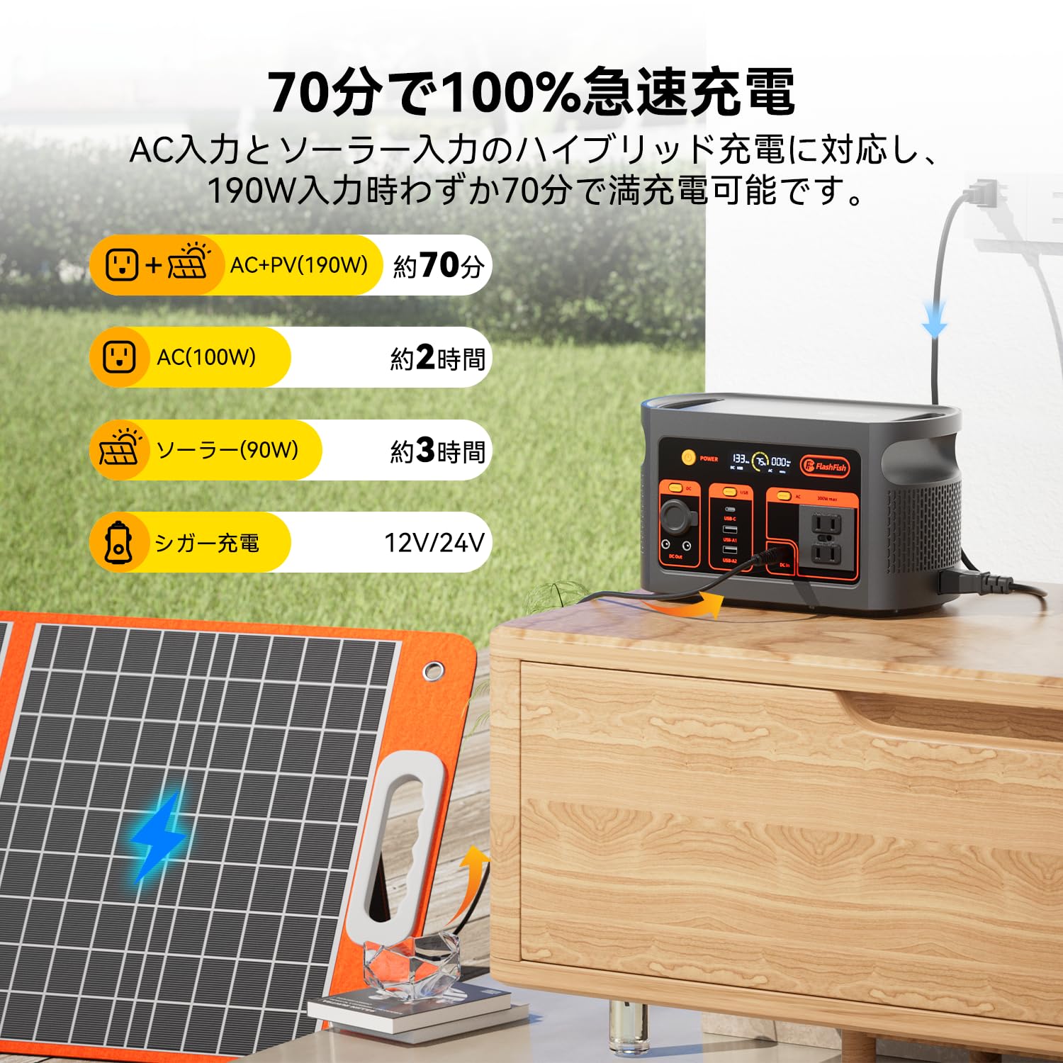 FlashFish ポータブル電源 179.2Wh/300W リン酸鉄リチウム Amazon.co.jp: FlashFish ポータブル電源 小型 179.2Wh/300W 軽量