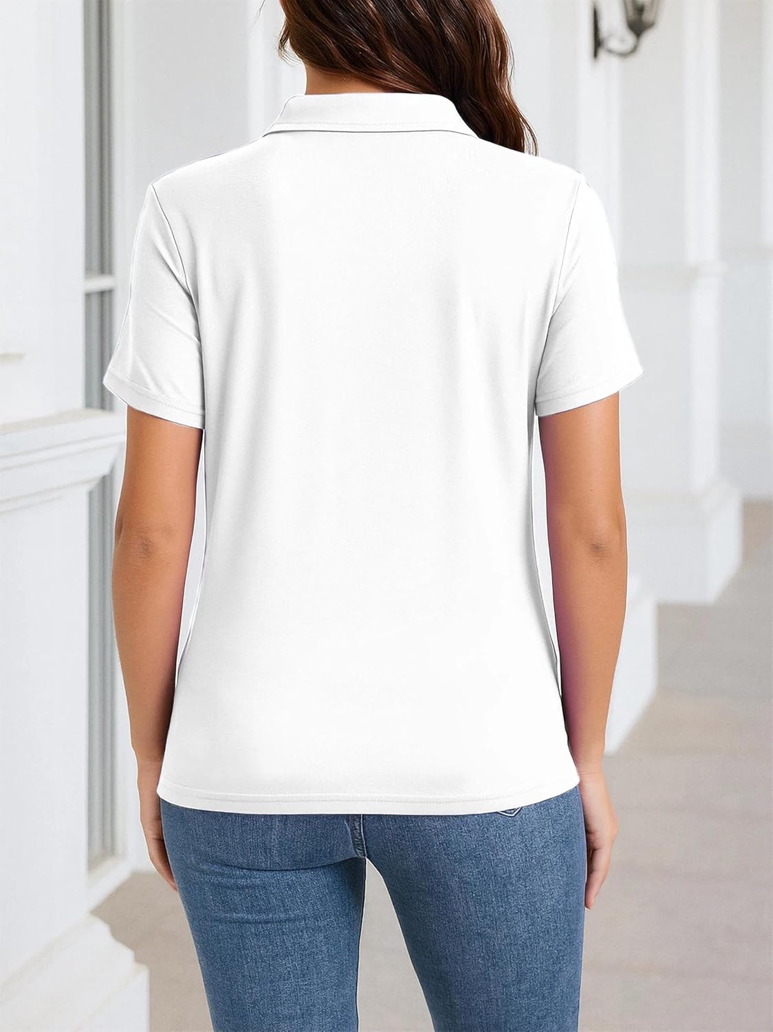 SMENG Women's Golf Polo Shirt 3-Button Quick Dry UPF 50+ Casual Work Short Sleeve Collared Top - Image 4