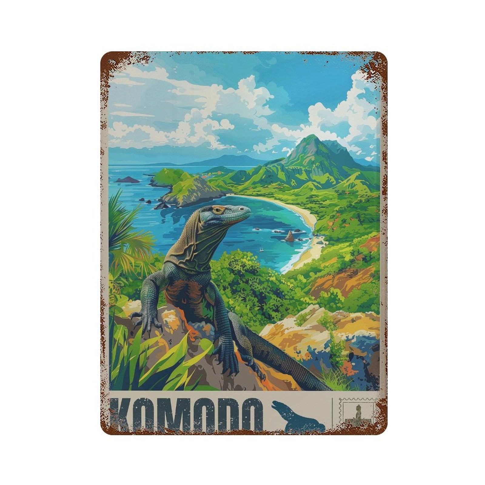 xiaoxiaoshen Komodo Island Travel Indonesia (2) Wall Decor Art Metal Tin Poster Modern Home Decor Art Home Bar Shop Decorations Vintage Sign 40x30cm