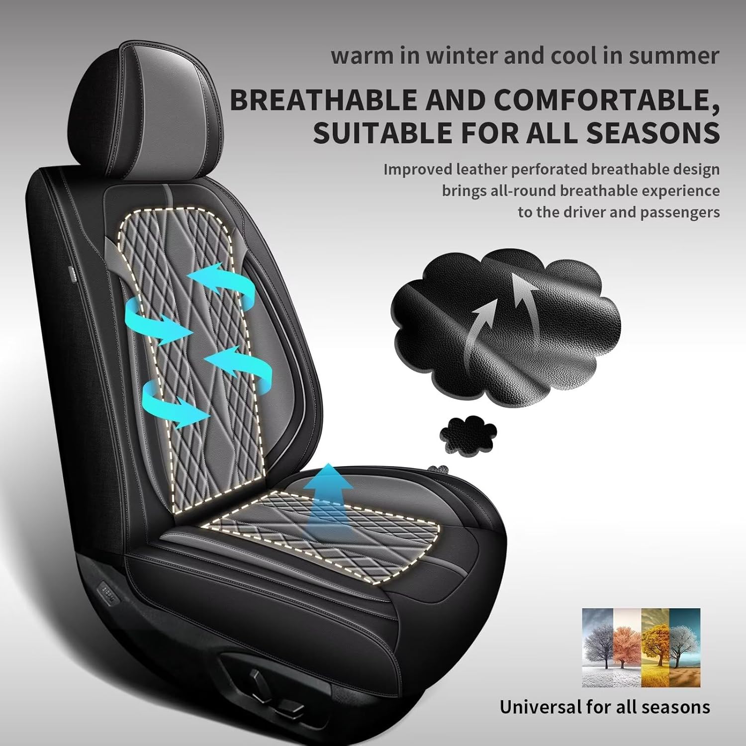 AOMSAZTO Car Seat Covers Full Set Fit for Nissan Frontier S SV PRO-X PRO-4X SL 2009-2025 2026: Faux Leather Car Seat Covers Comfortable Waterproof Durable Compatible Airbag(5 Seat Covers Grey)