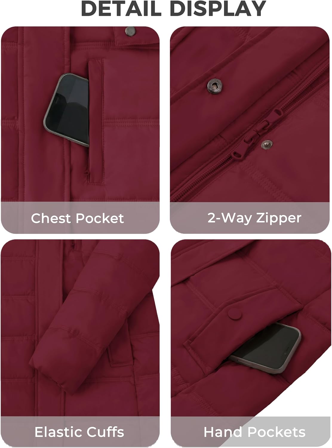 wantdo Women's Mid-Length Lightweight Puffer Jacket Warm Windproof Winter Coat - Image 6