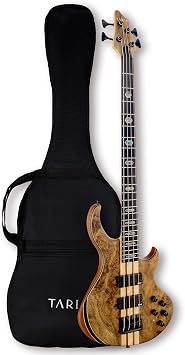 TARIO 4 String Electric Bass Guitar Burl poplar top Millettia Laurentii Okoume body Maple Fretboard