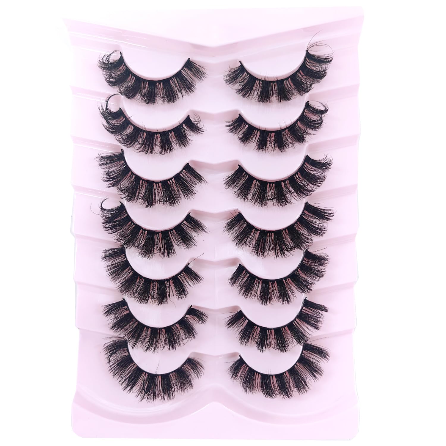 OCHILIMA Wimpern Russian Strip Lashes Natural Look Eye Lashes False Lashes Wispy D Curly Fluffy 3D Effect Cat Eye Soft Fake Eyelashes Pack 7 Pairs