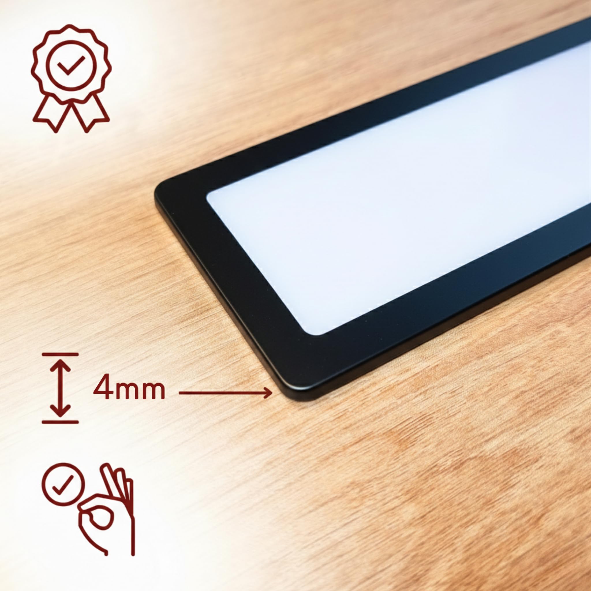 kalb | TooFlatXL LED Unterbauleuchten 1-4er Set mit MonoDot Funkschalter 12V 7W ultraflach 4mm mit XL Lichtfeld 155x55mm Plug&Play mit Netzteil Schwarz 3000K 4000K (3, Warmweiß)