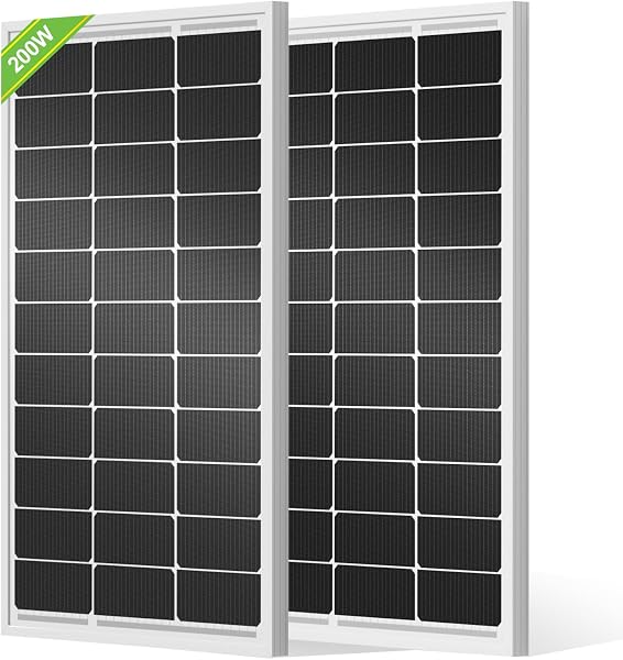 ECO-WORTHY 2Pack 12V 100w solar panel, 200 Watt Solar Panel of High Efficiency Monocrystalline Module for RV Trailer Camping Off-grid - 1