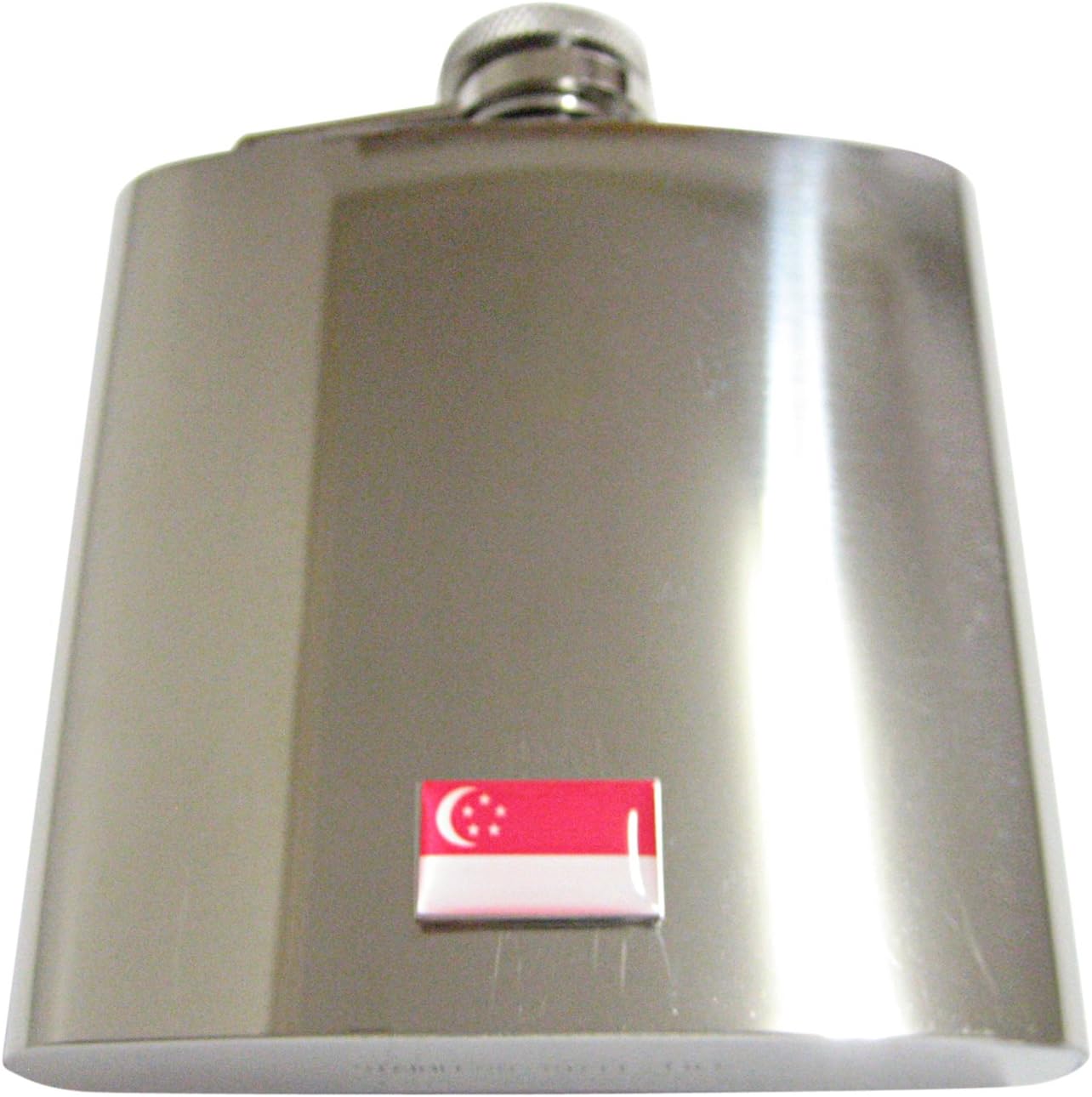 Kiola Designs Singapore Flag 6 Oz. Stainless Steel Flask