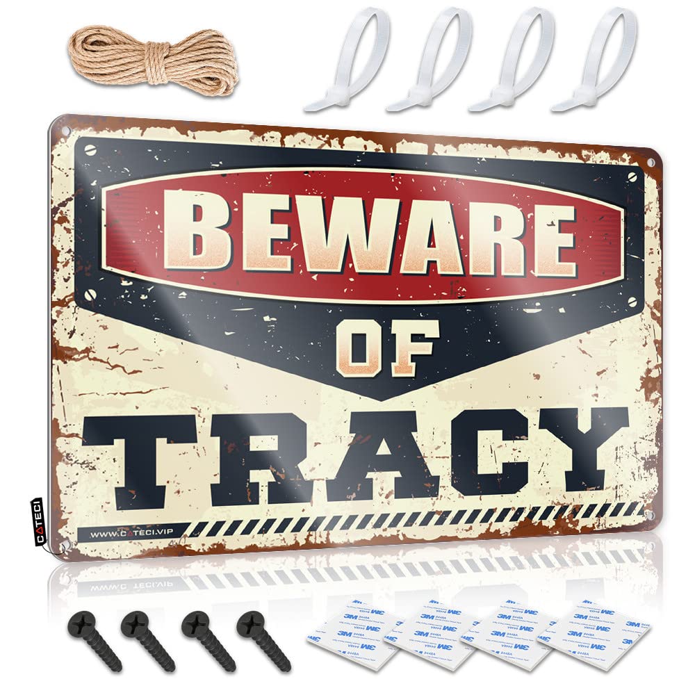 Clock, Matal Sign Inside Personalized Beware Of Tracy | Rustic Coastal Wall Art(30X40CM)