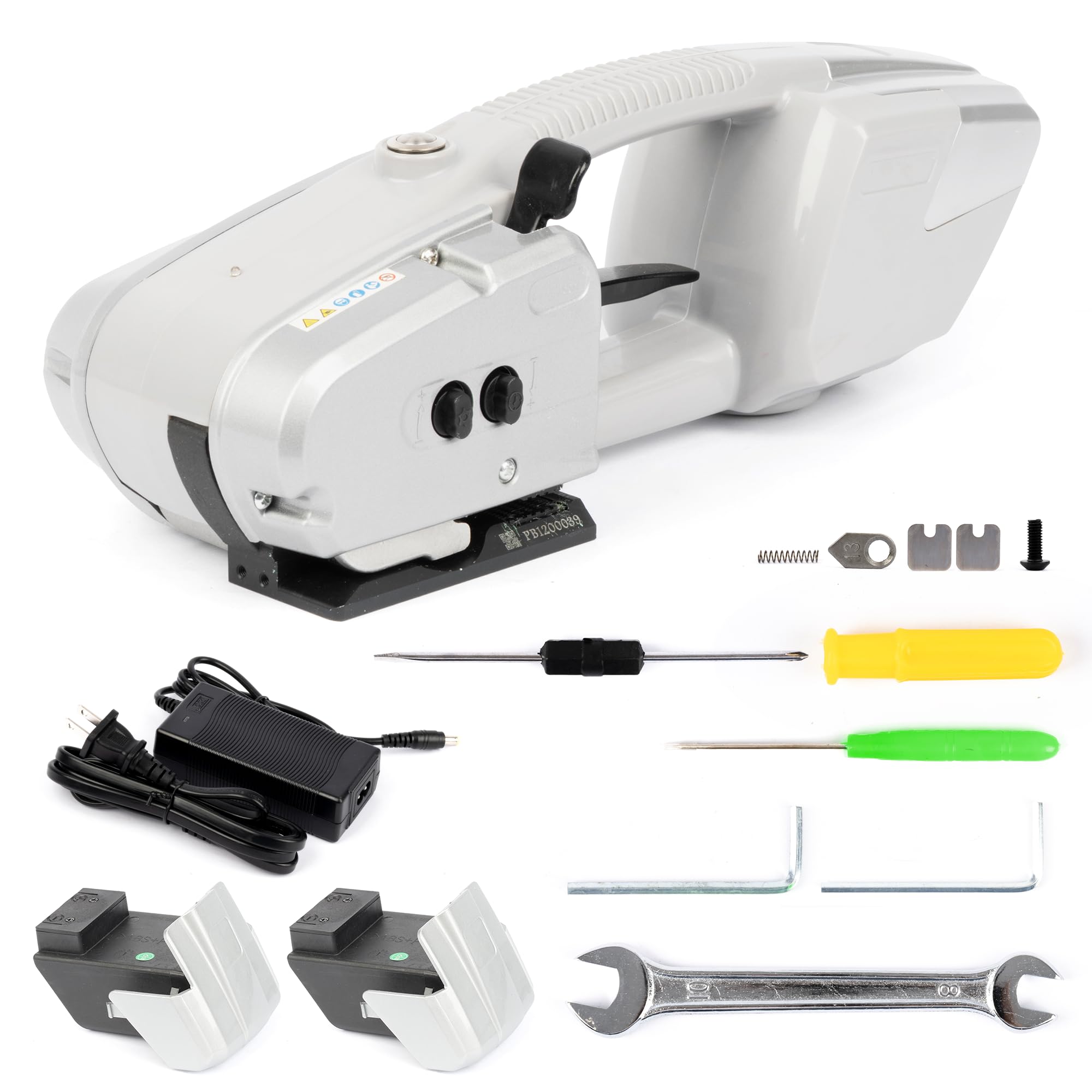 U.S. Solid Machine de cerclage électrique - Fonctionnement sur batterie pour bandes PP/PET de 12 à 16 mm - 2 batteries de 4000 mAh - Appareil de cerclage automatique pour cartons et palettes