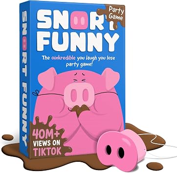 Snort Funny The Oinkredible You Laugh You Lose Party Game, Family Games for Kids and Adults w/ 150 Challenge Cards, 5 Pig Snouts & Mud Tokens, Funny Games for Friend & Family, 4-8 Players, Ages 8+
