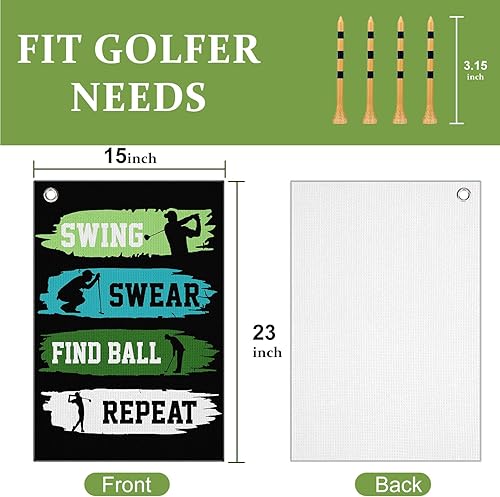 Miniatura 3 de Swooflia Toalla de golf con clip para bolsas de palos de golf para hombres y mujeres, accesorios de golfistas, regalos divertidos para encontrar