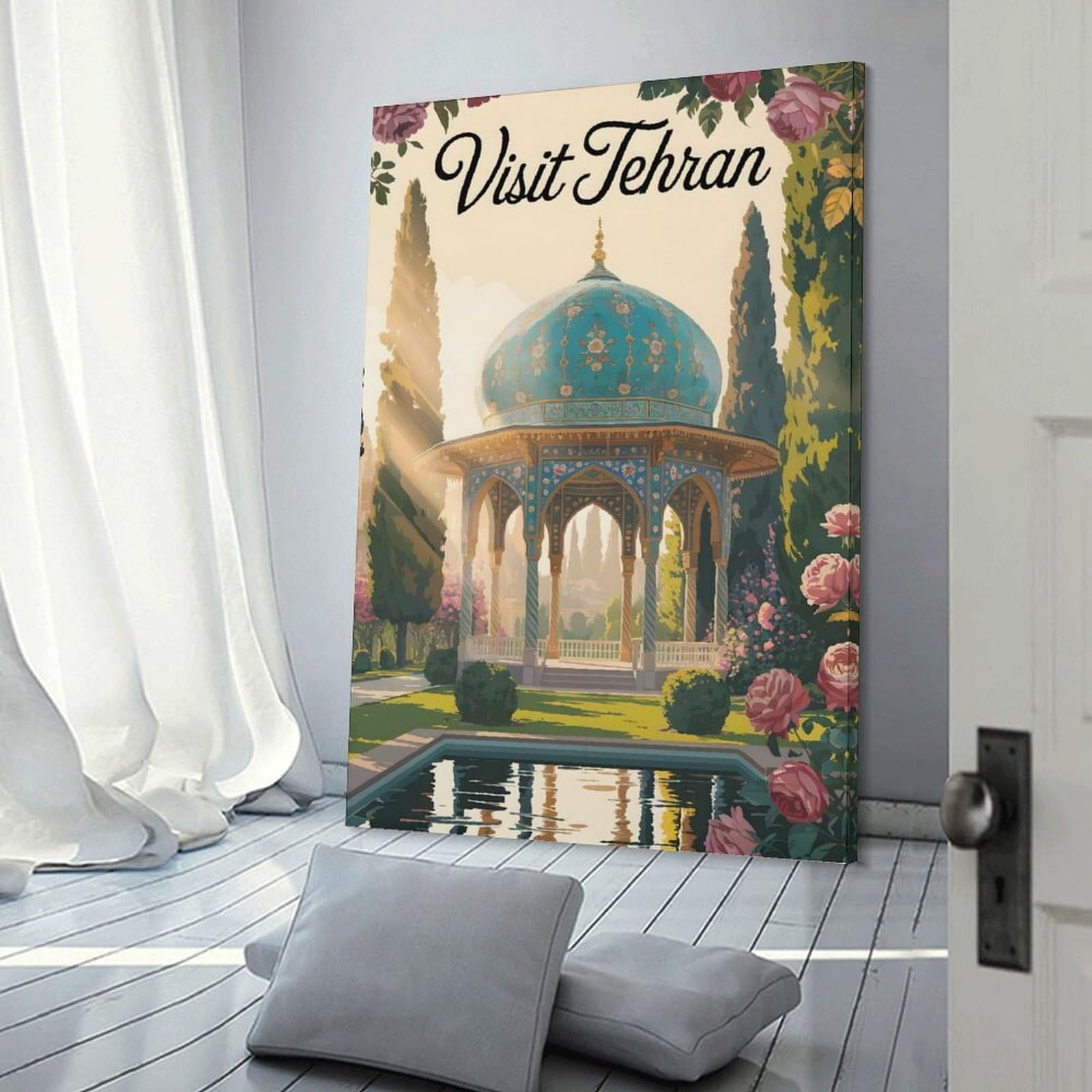 Junmoney Decorative Canvas Print Visit Tehran Travel (2), 20x30inch(50x75cm), for Office, Study Or Home Workspace, Decorative Artwork for Productive Spaces