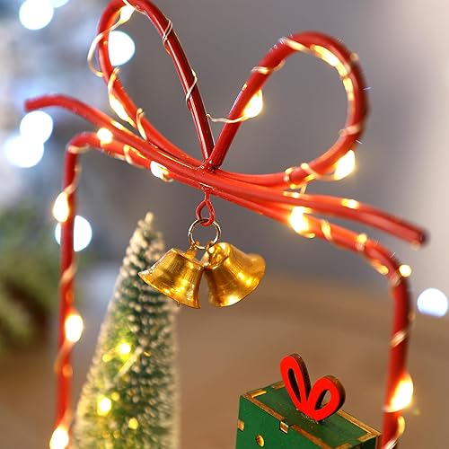 Miniatura 3 de Decoración de mesa de Navidad, caja de regalo de Navidad iluminada de madera, decoraciones de edificios coleccionables, cajas de regalo de Navidad,