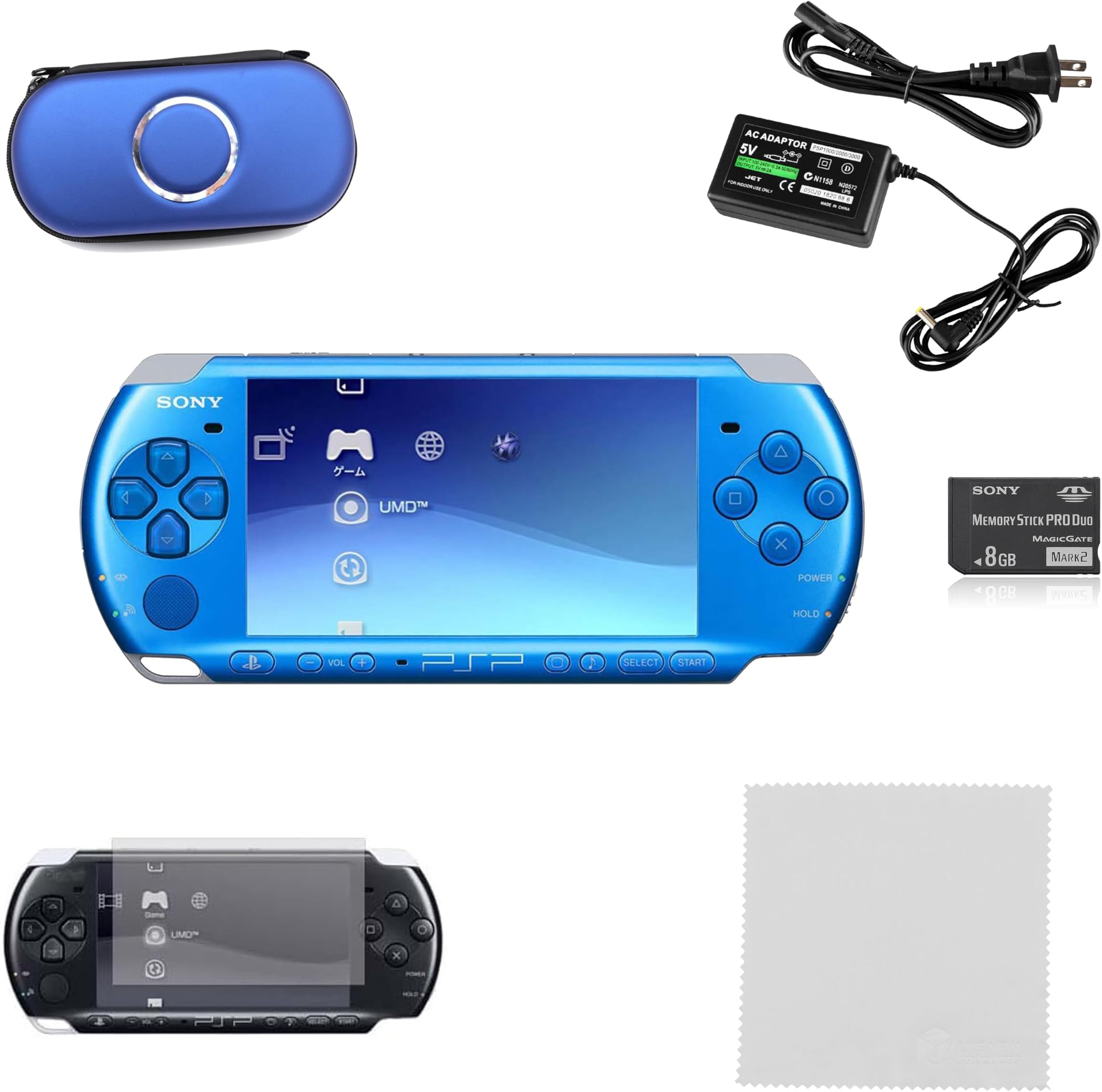 Sony PSP 3000 Blue Premium Bundle (Renewed)