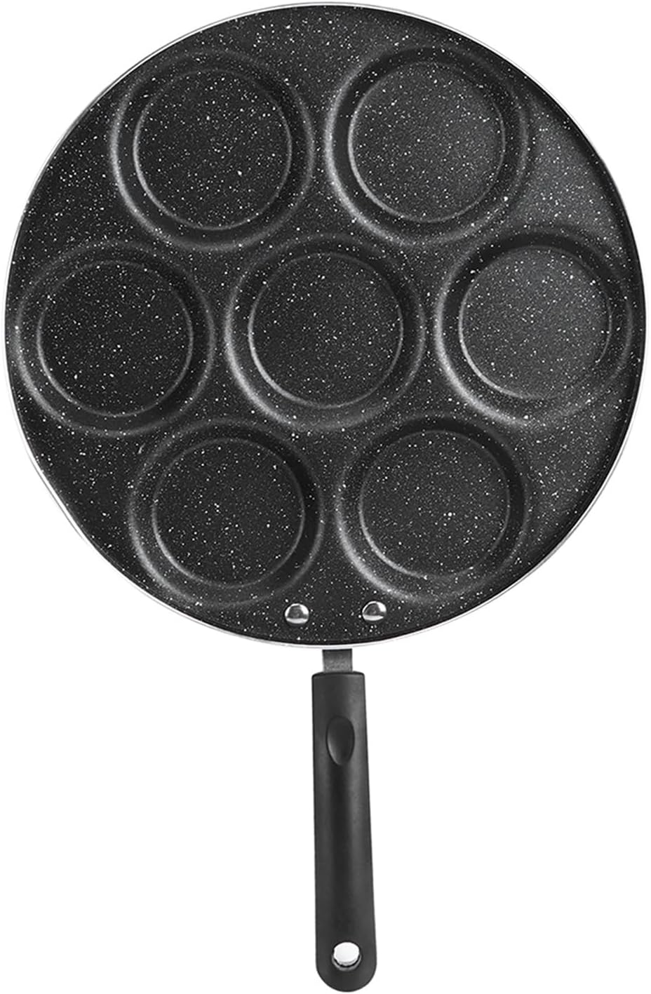 RiToEasysports 7 Hole Frying Pan, Even Heating for 7 Fried Eggs Simultaneously, Egg Cooker with Heat Resistant Handle for Home Chefs and Restaurants in Ceramic Ovens