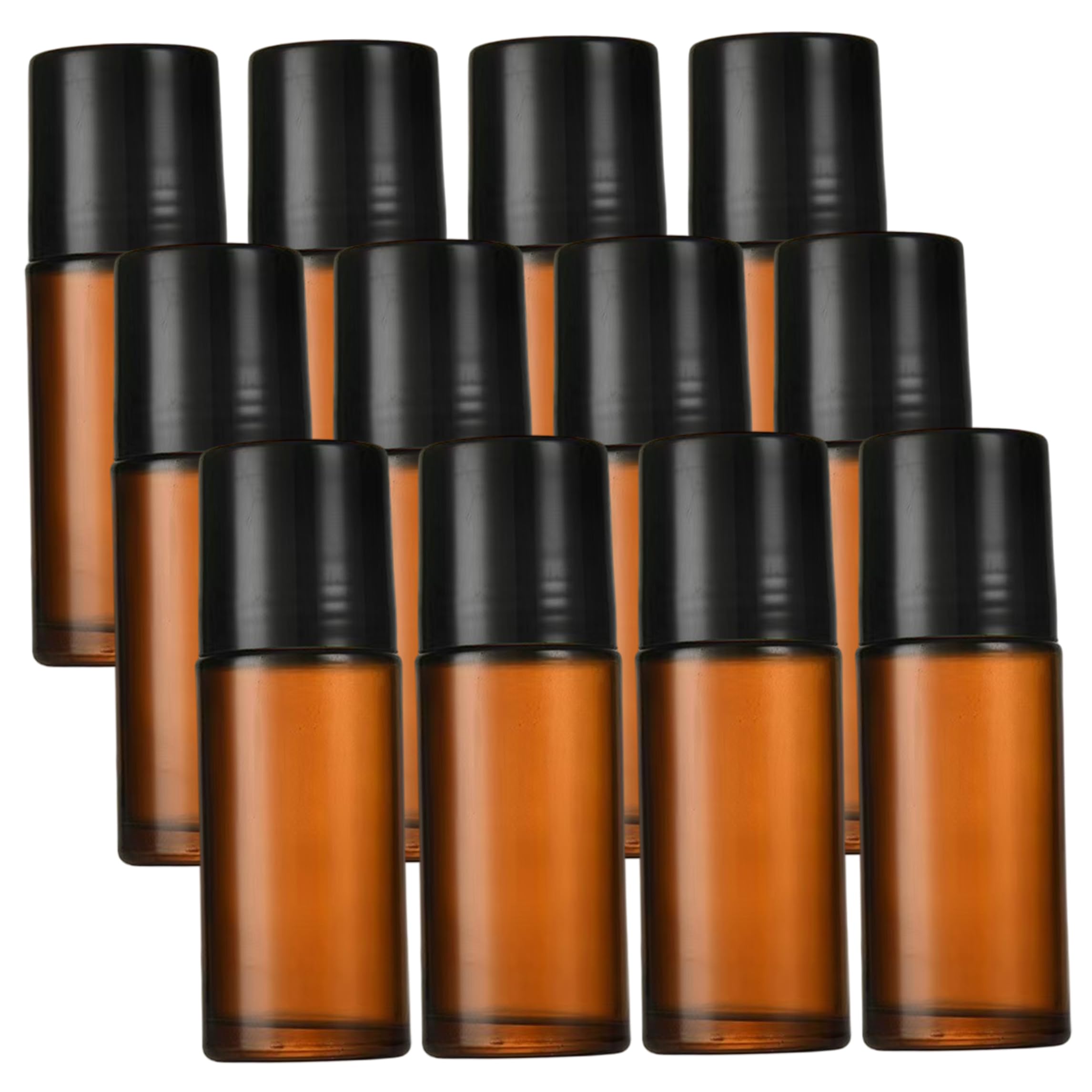 Monetais Roller Bottles, 12pcs 50ml Amber Glass Roller Bottles For Essential Oils, Empty Refillable Rollerball Bottle Rose Quartz Bottle