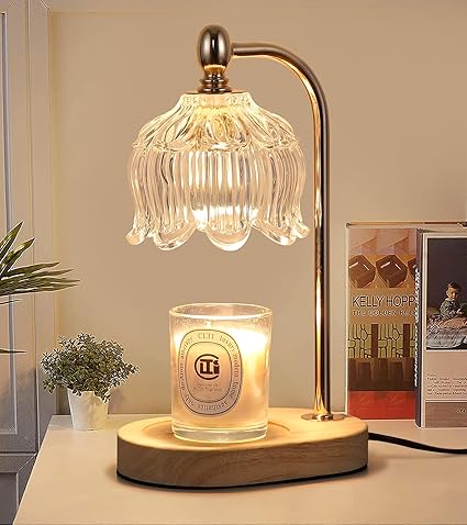 MEIXISUE Candle Warmer Lamp with Timer and Dimmer,Electric Gold Light Gifts for Women Melt Wax Warmer Lamp with 2 Bulbs for Candle Jars House Warming New Home Decor Bedroom
