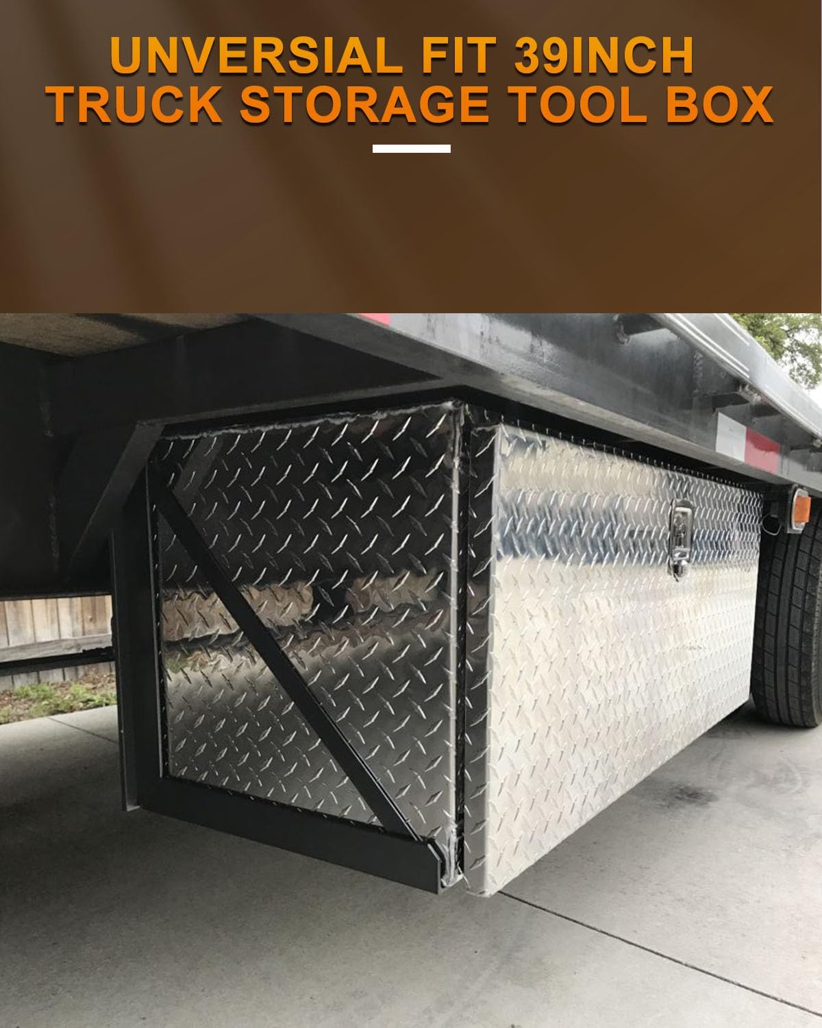 ROADFAR 39inch Black Square Heavy Duty Aluminum Truck Bed Tool Box Chest Box Aluminum Trailer Tongue Box Chest Storage Organizer for Pick Up Truck Bed RV Trailer Tool Box with Lock and Keys