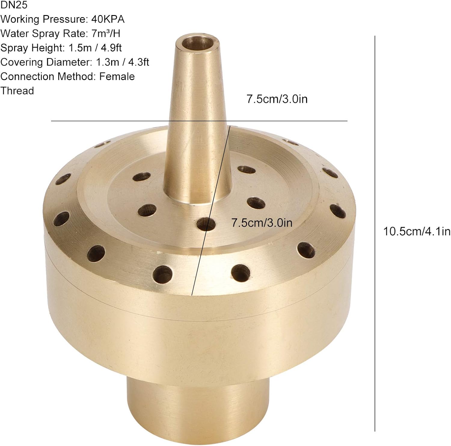 Brass Water Fountain Nozzle Sprinkler, Decorative Spray Head for Garden Pond Landscape, Flower - Shaped with Female Thread Connection for Outdoor Pool Water (1 inch DN25 copper style nozzle)