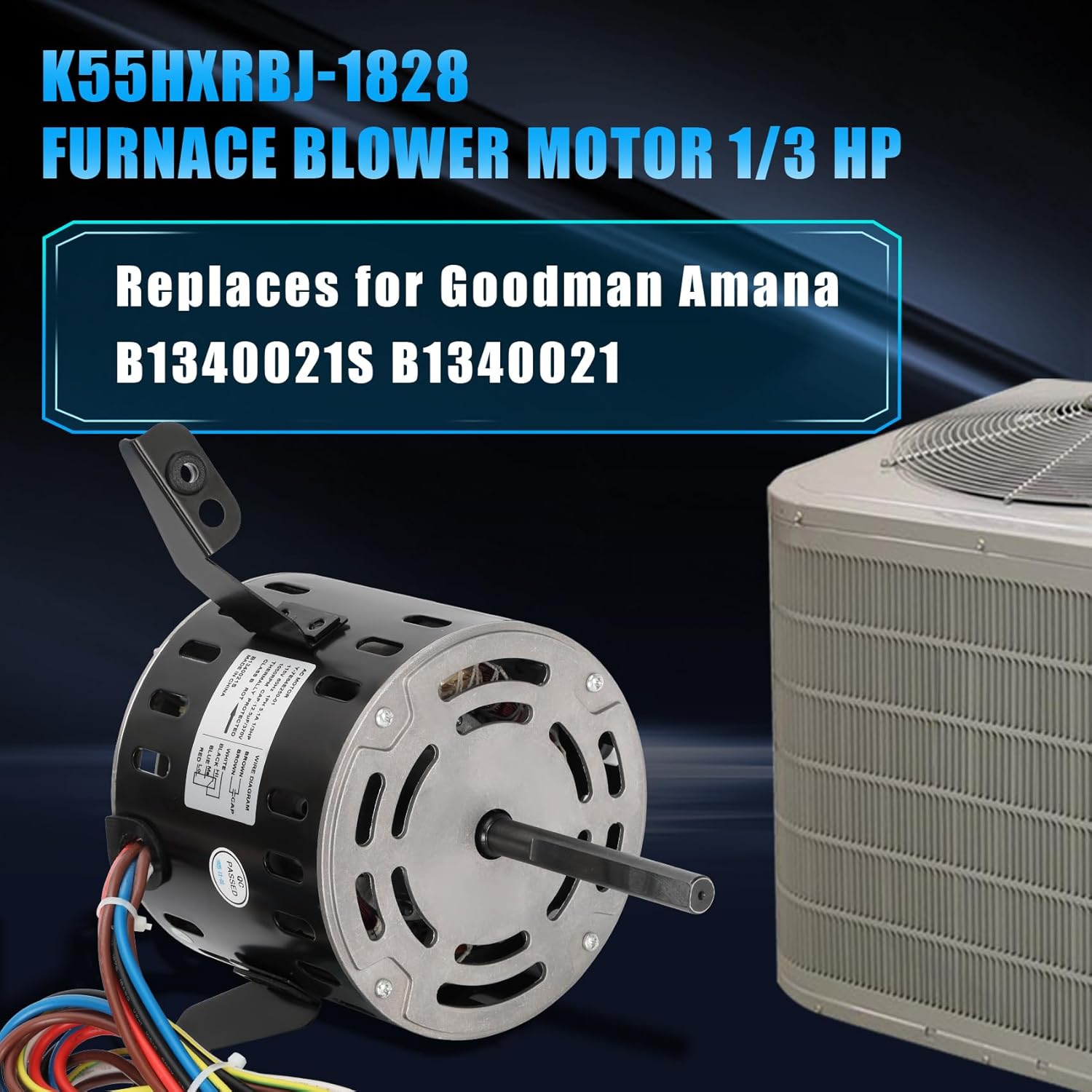 b1340021s furnace blower motor 1/3 hp 115v 1075 rpm replacement for goodman amana b1340021 k55hxrbj-1828