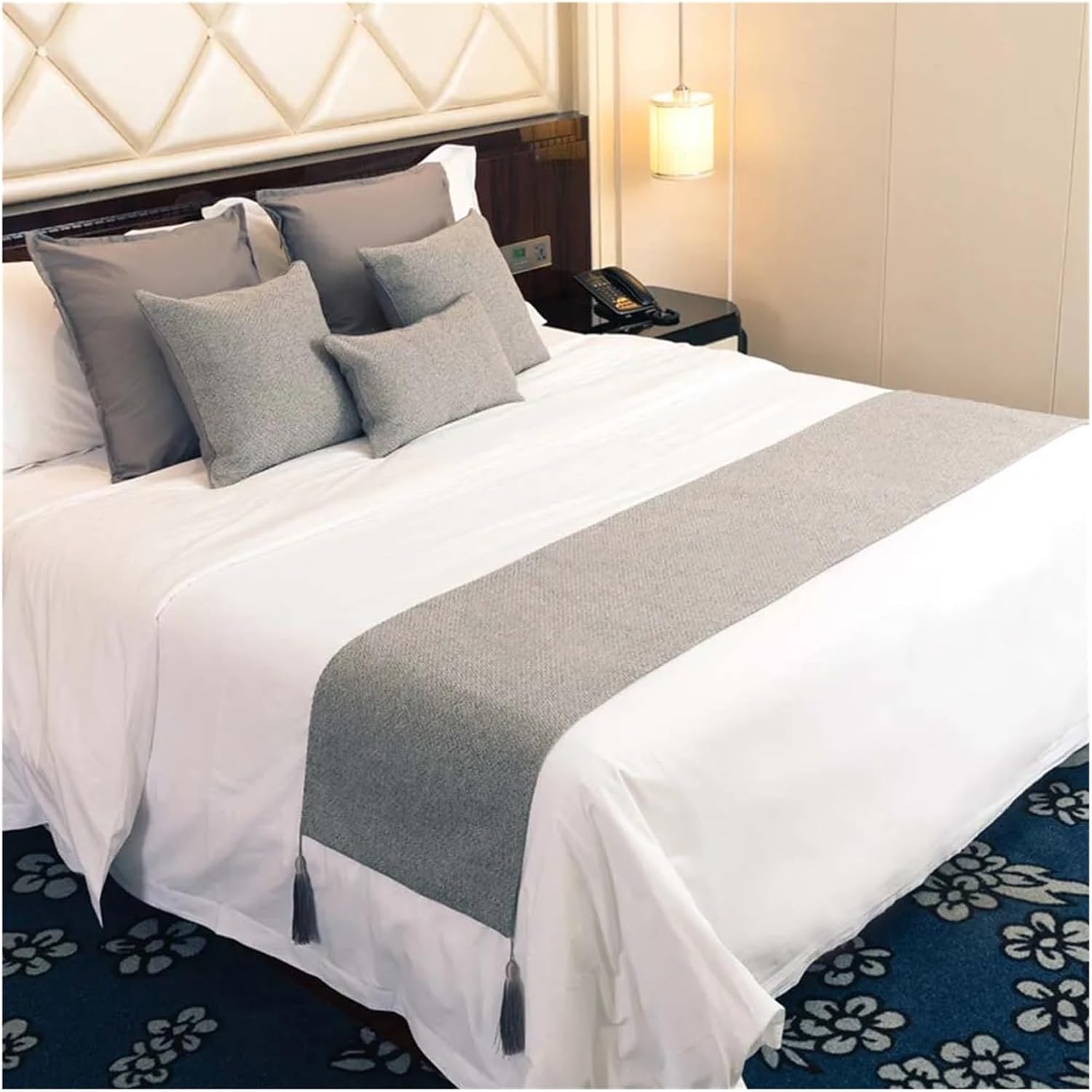 Solid Color Bed Runner Two-Sided Design Hotel Bedroom Decor Runners Bed Tail Towel Pillowcase Home Bed Flag(Gray,45x45cm Pillowcase 2pc)