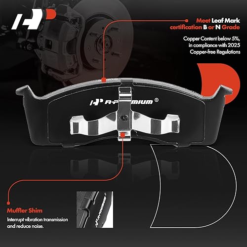 Miniatura 6 de A-Premium Rotores de freno de disco perforados y ranurados delanteros de 10.11 pulgadas (10.118 in) + kit de pastillas de cerámica compatible con