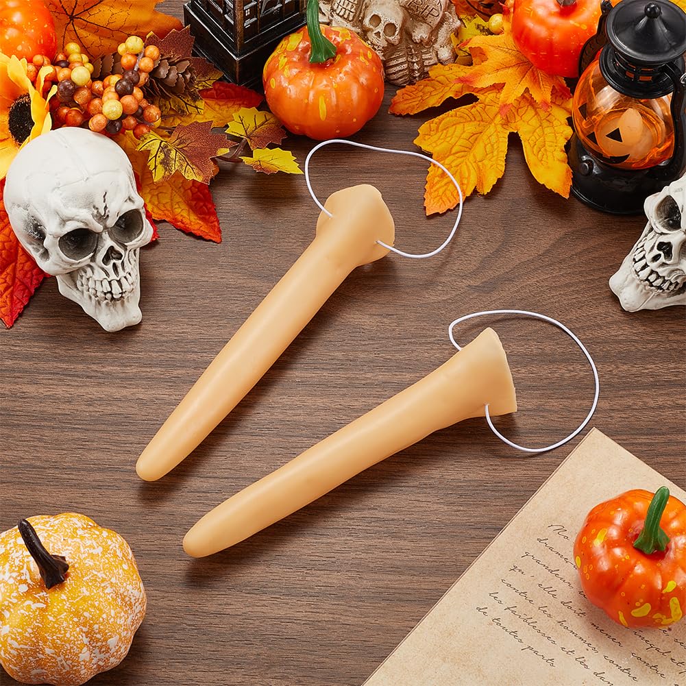 CREATCABIN 5 Pcs Halloween Long Fake Nose Prosthetic Nose Costume Accessories Pointy Nose Extension Cosplay Party Supplies Prop Plastic Headset Air Vent Soft Reusable for Witch Pinocchio 2.17x6.5 Inch - Image 4