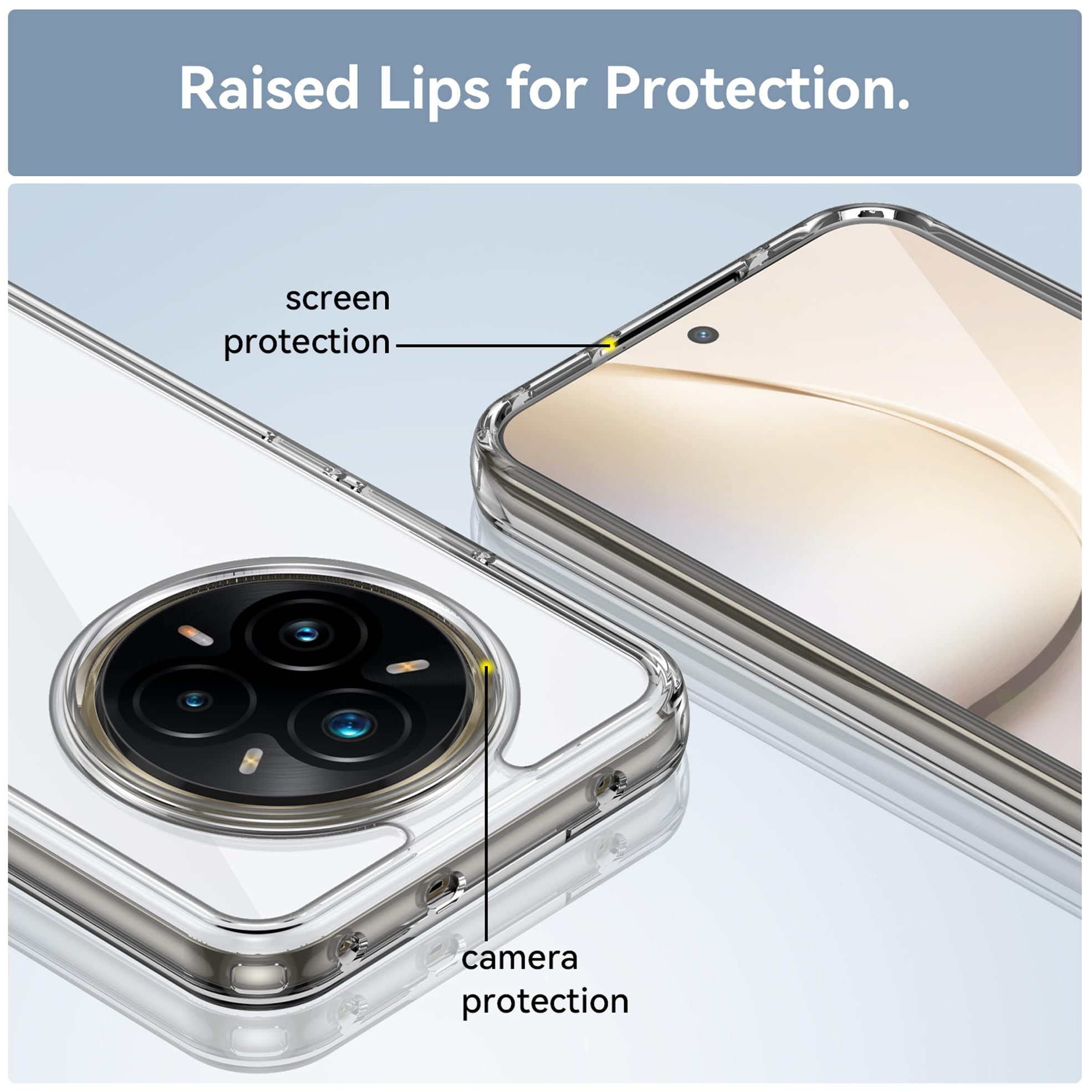 MEMELOKA Cover Per Realme 14 Pro Plus 5G - Custodia Ibrida Bordo In TPU Morbido E Retro In Acrilico Trasparente - Antiurto E Antigraffio