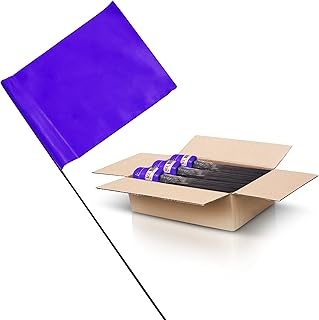 Purple Marking Flags 100 Pack - 4x5-Inch Purple Flag on 15-Inch Wire - Small Yard Flags Marking, Marker Flags for Lawn, Irrigation Flags, Landscape Flags, Survey Flags, Sprinkler Flags