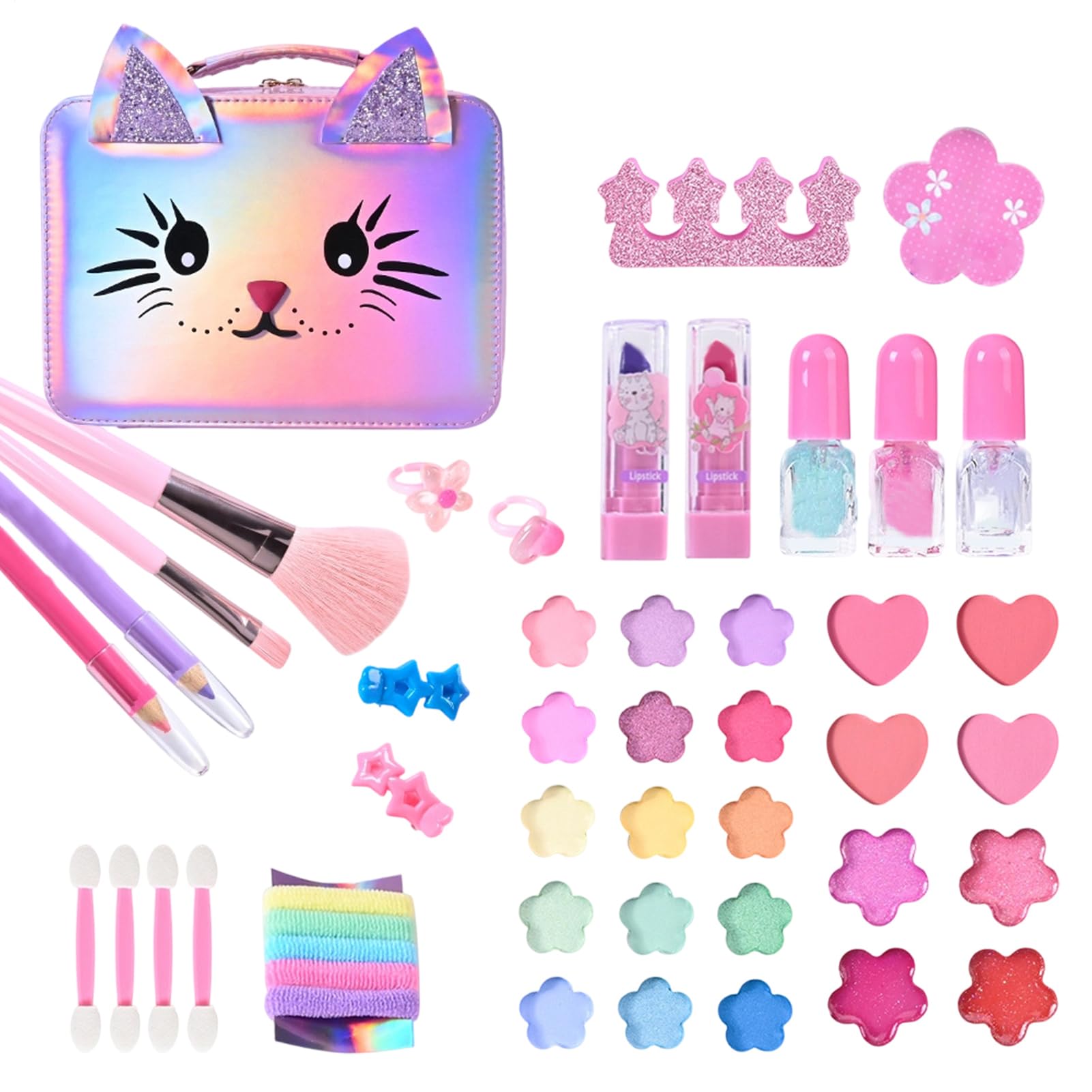 Kit Per Il Trucco Dei Bambini Vero Giocattolo Cosmetico Da Principessa | Trucco Con Borsetta A Forma Di Gatto Per Bambini Per Bambini, Giochi Di Finzione E Travestimenti Per Feste, Compleanni E