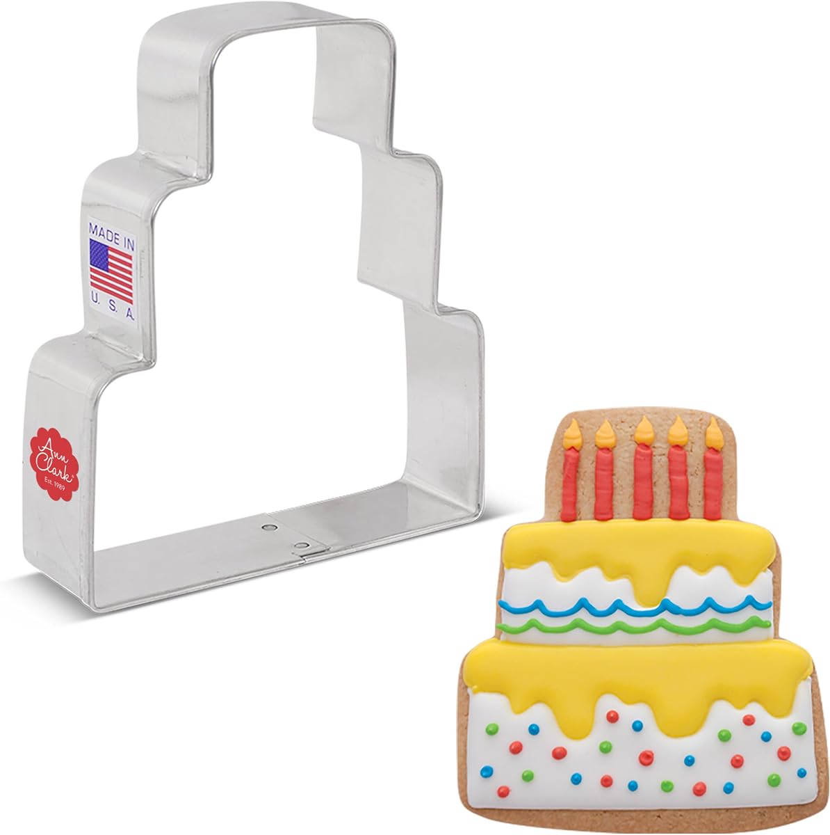 Ann Clark Cortador de galletas para pastel de boda, 3-3/4 pulgadas, fabricado en EE. UU. | Celebre bodas y cumpleaños, tamaño y forma perfectos, el cortador de galletas más grande de Estados Unidos, acero americano apto para alimentos