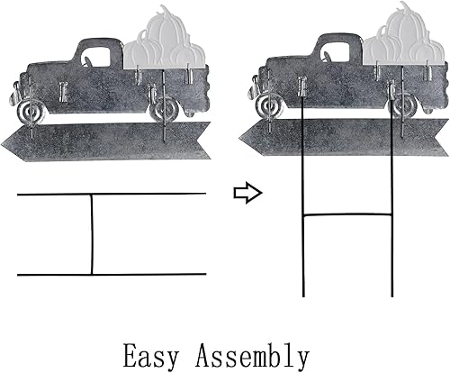 Miniatura 5 de Camioneta de metal rojo con estaca de patio intercambiable, carga de letreros de bienvenida con calabaza, árbol de Navidad, decoración de otoño de