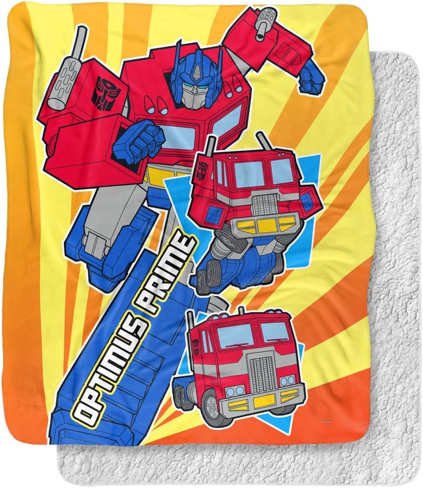 Transformers Blanket, 50"x60" Optimus Prime Transform Silky Touch Sherpa Back Super Soft Throw Blanket