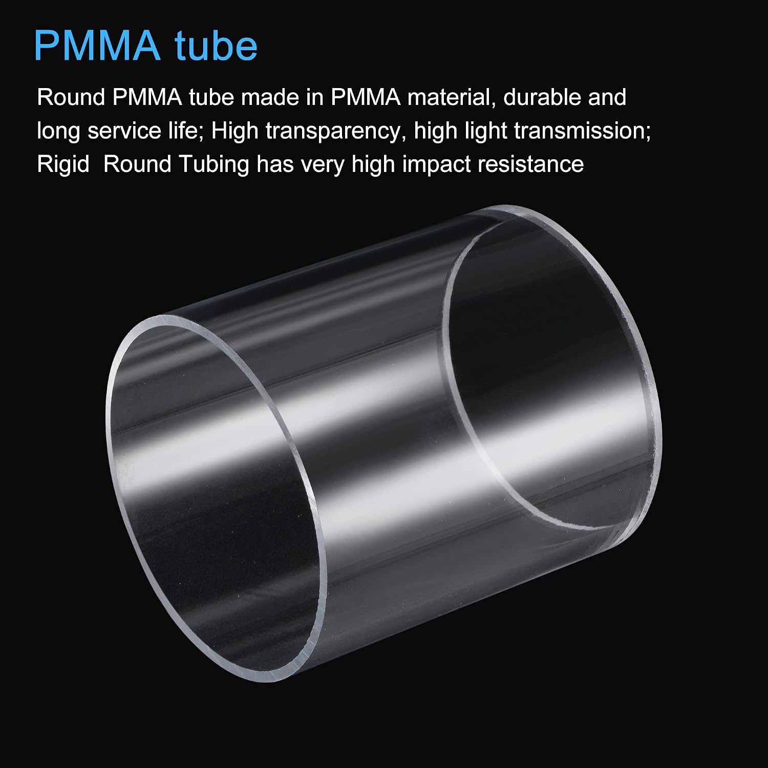 MECCANIXITY Acrylic Pipe Rigid Round Tube Clear 3 5/16"(84mm) ID 3.5"(90mm) OD 4" Length High Impact for Lighting, Models, Plumbing, Crafts