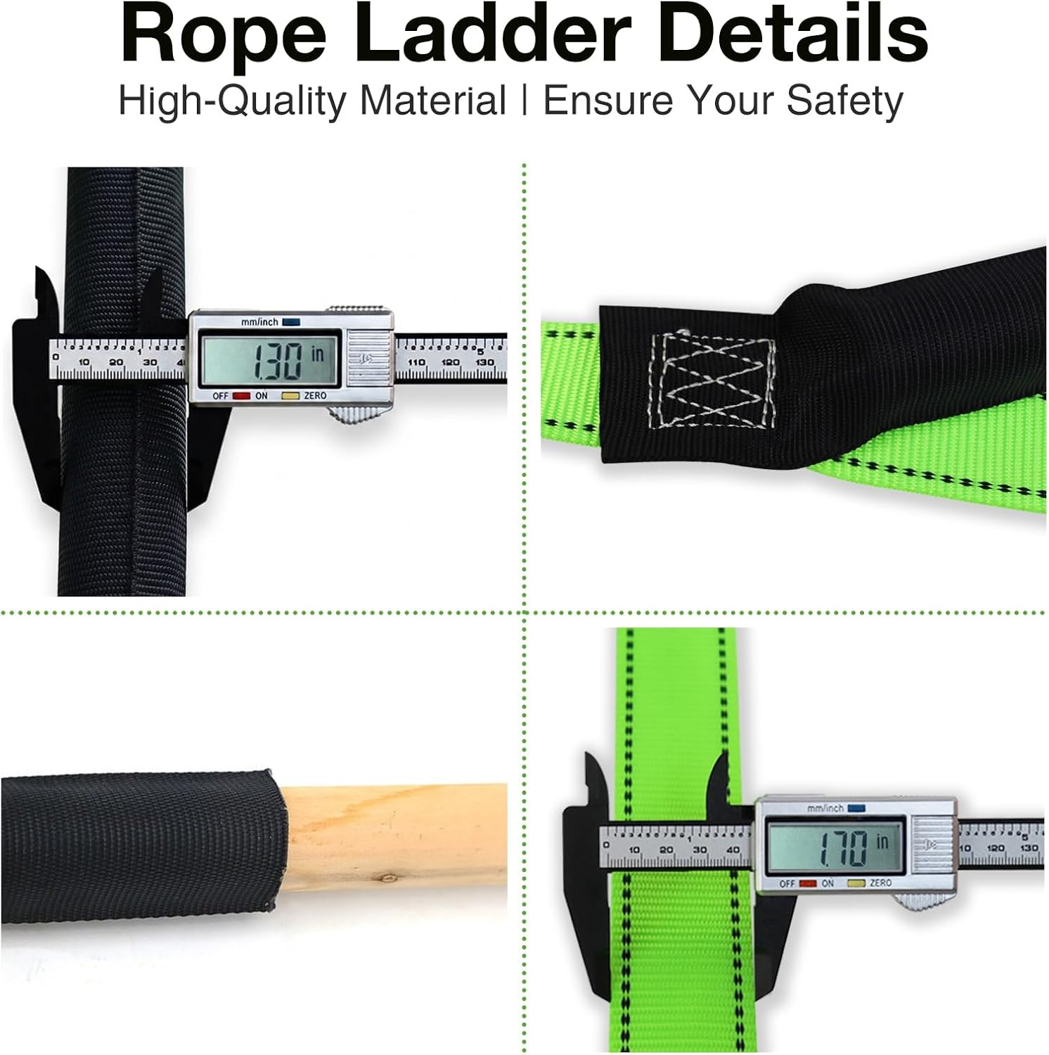 10 Feet Fire Escape Ladder with 2 Heavy-Duty Hooks, Emergency Rope Ladder for 2-3 Story Homes, Reusable Safety Rope Ladder for Kids and Adults, Fluorescent Green