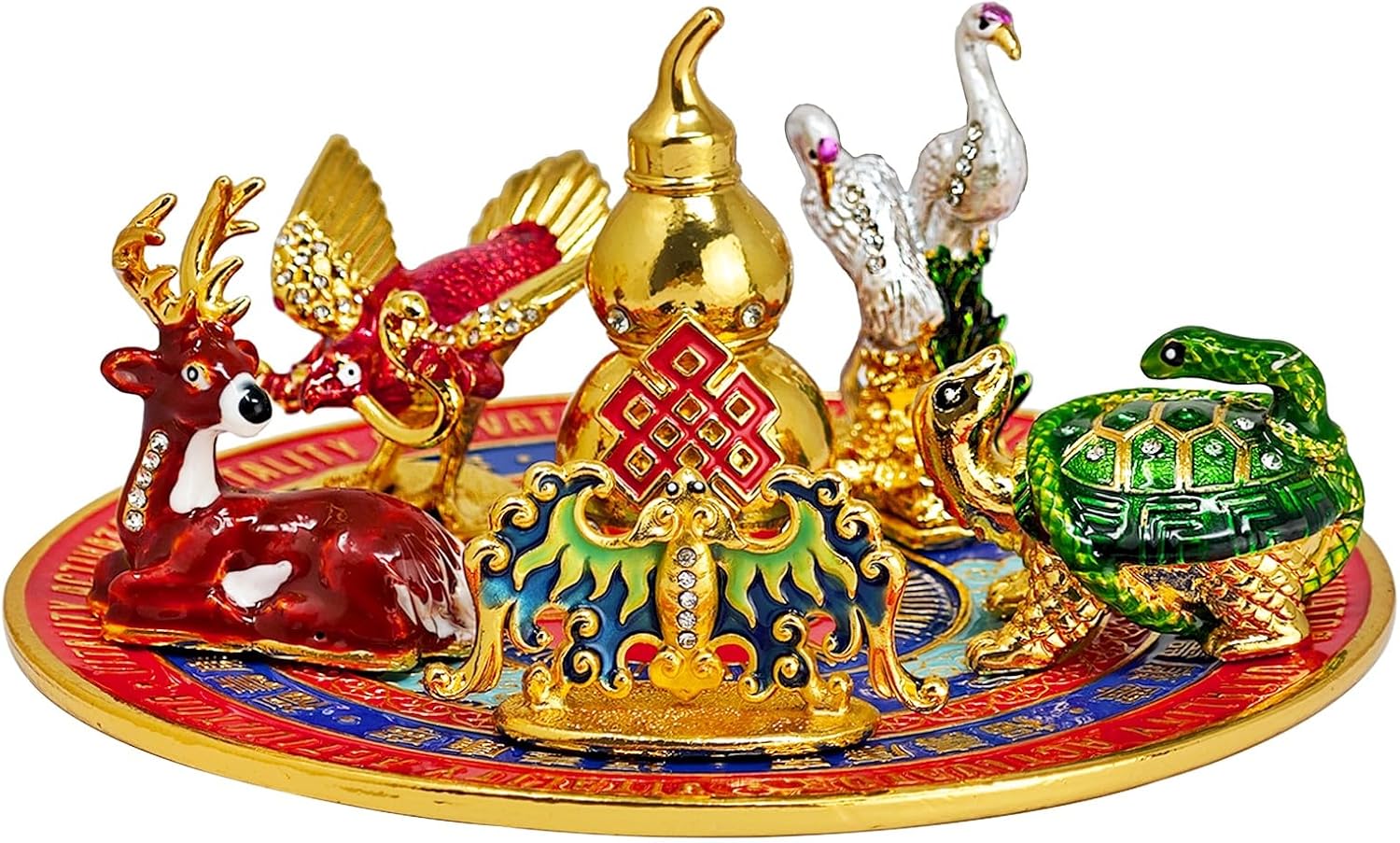Fengshuibringluck Feng Shui Vitality Activator Plate 6 Blessing Fortunev Wealth and Good Amulet Statue
