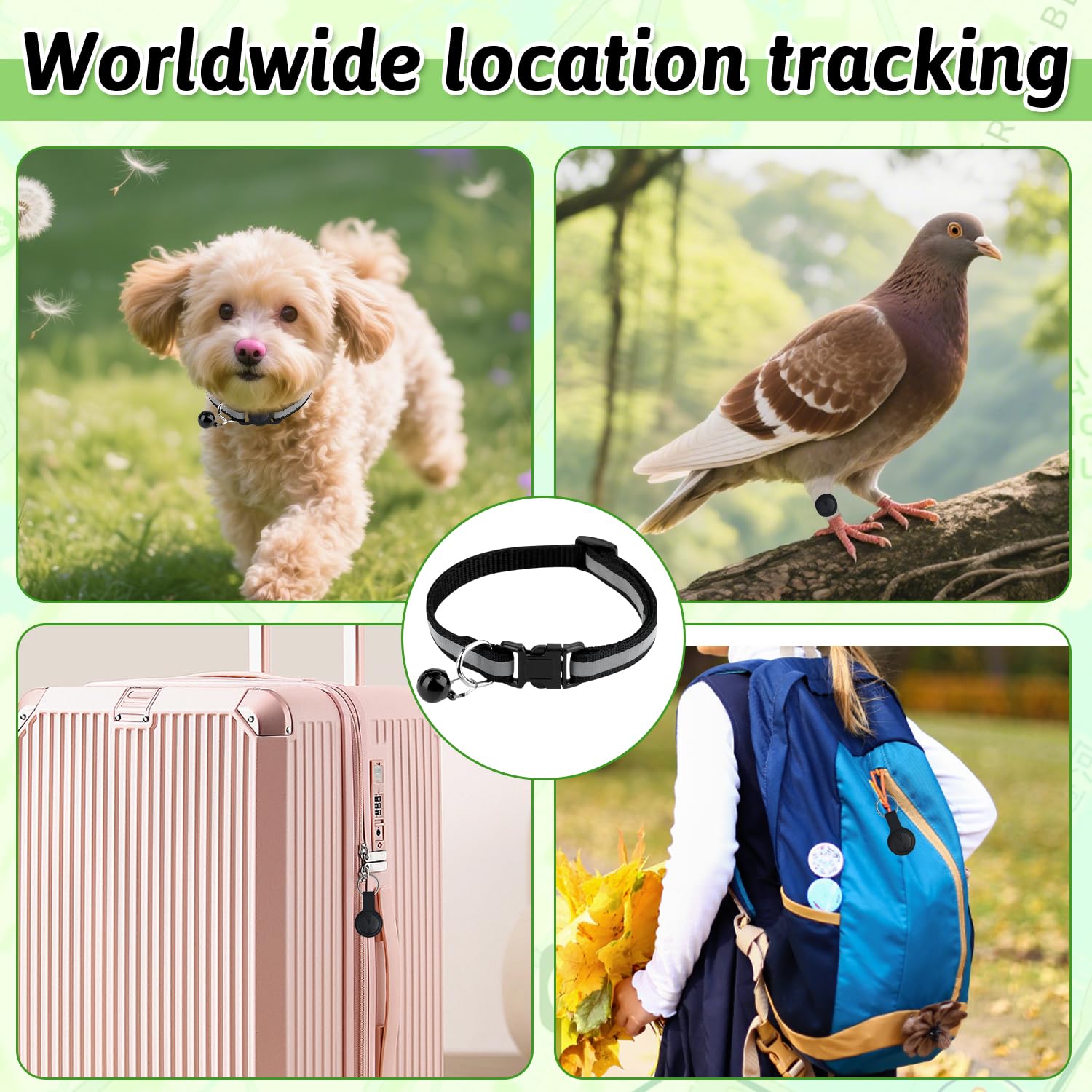 Collare GPS per Gatti, Localizzatore per Cani senza Abbonamento, Compatibile con iOS e Android, Tracciamento in Tempo Reale, Impermeabile IP67 con Lunga Durata della Batteria