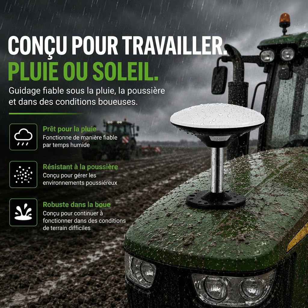 Navigateur GPS pour Tracteur pour l’Agriculture de Précision, Navigateur Agricole GNSS avec Écran Tactile de 9", Adapté à la Pulvérisation, au Labour et au Semis, Positionnement Automatique