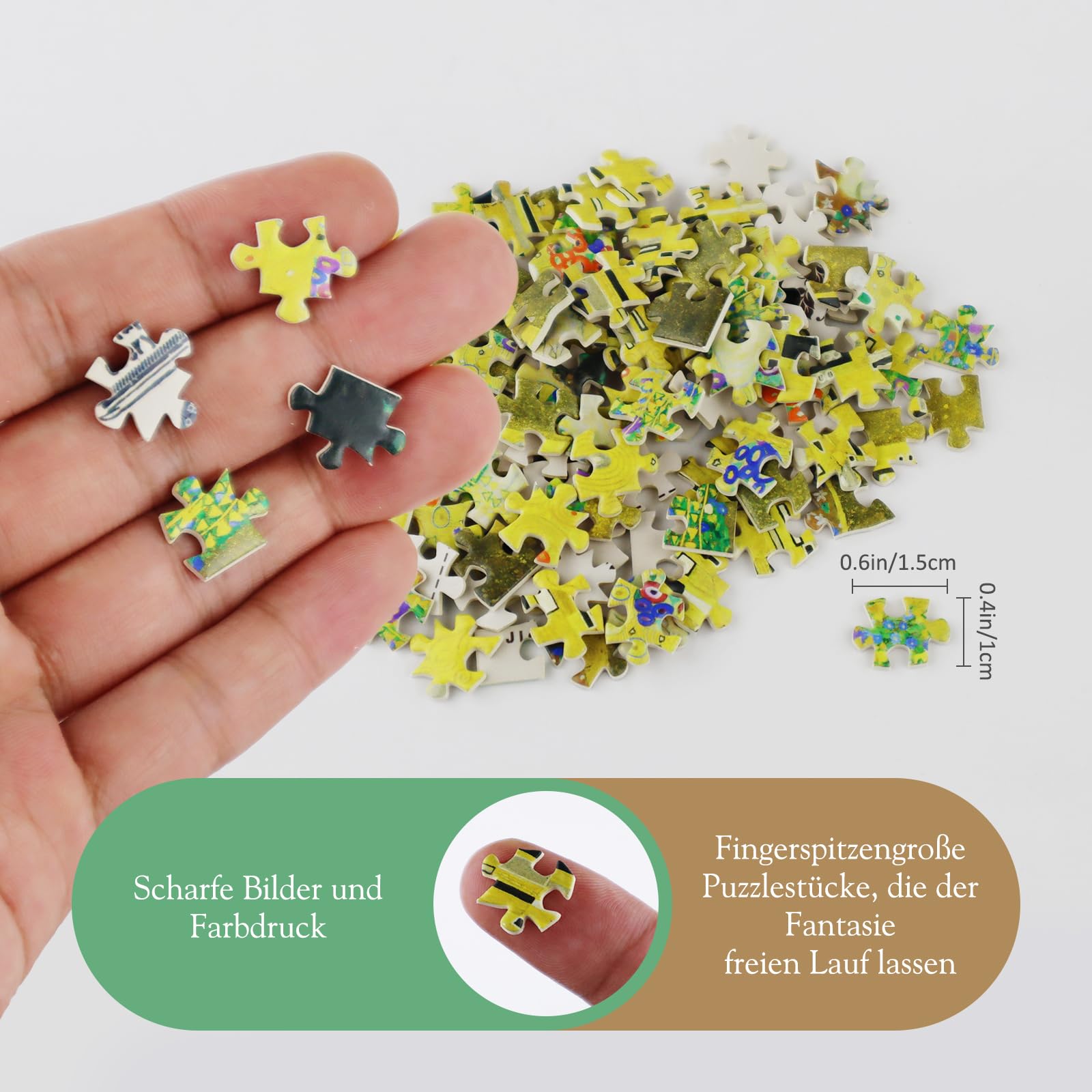 MISITU 150 Pieces Mini Puzzles Pack of 4 for Adults Oil Painting Puzzle Travel Puzzle Home Decoration, Yellow, Blue - Image 3