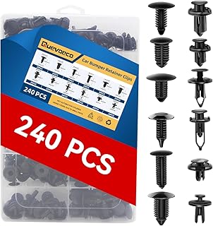 240PCS Car Bumper Retainer Clips & Plastic Rivets Kit, 12 Sizes Automotive Car Clips Fasteners with Push Pins, Fender Clips, Plastic Push Rivets for Cars & Motorcycle Fairing Bolt Kit