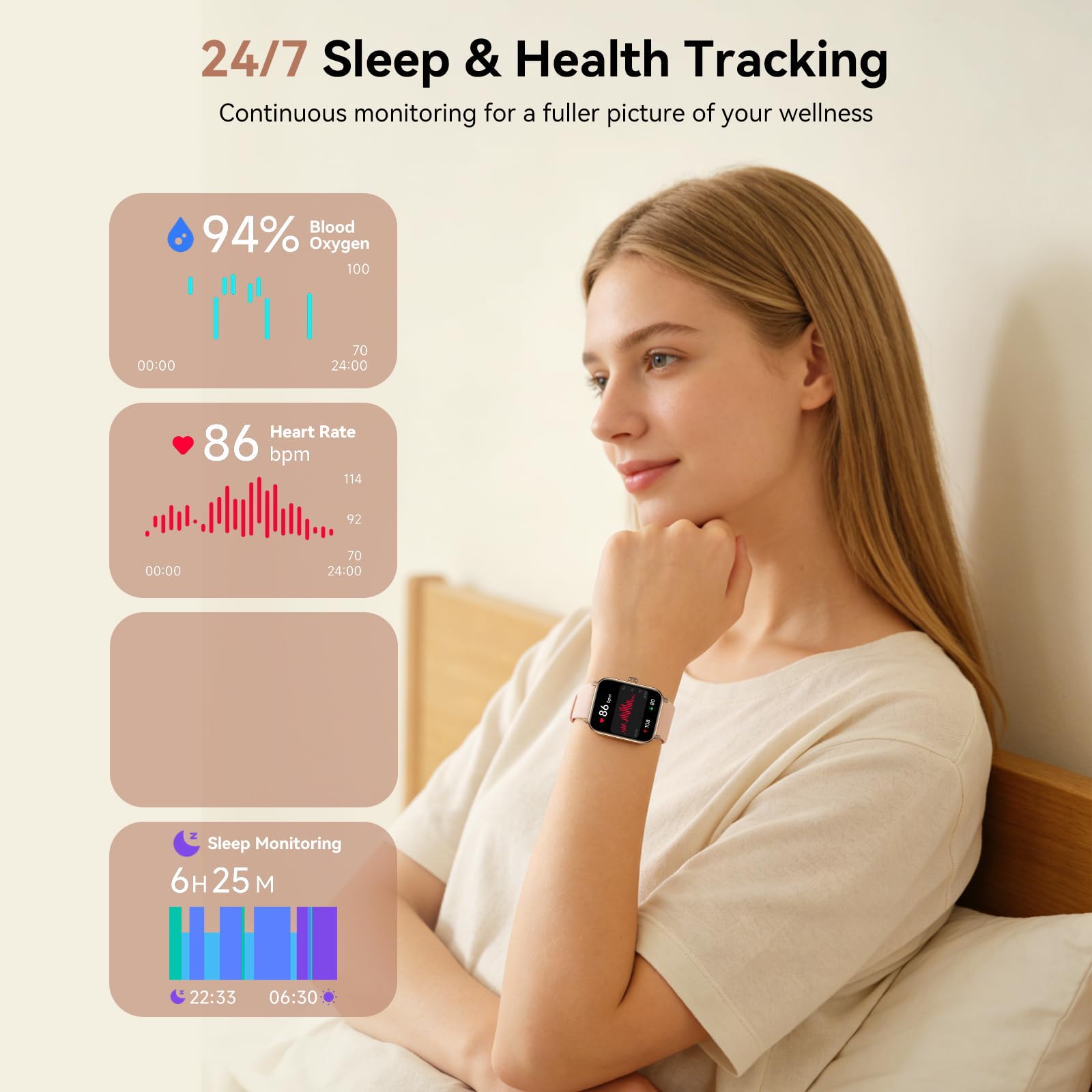 Smart Watches for Men Women, 1.85" HD Touch Screen Fitness Tracker with Bluetooth Calling & Alexa, IP68 Waterproof, 120 Sports Modes, Heart Rate Sleep Monitor, 7 Days Battery for iOS Android (Pink) - 5