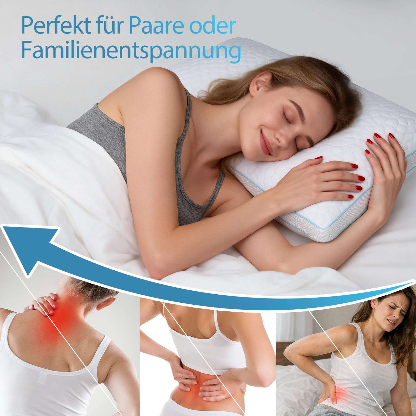 Shredded - Juego de 2 almohadas de espuma viscoelástica, altura ajustable y firmeza ajustable, funda de viscosa de bambú, transpirable y lavable, almohada ergonómica para dormir de lado, espalda y