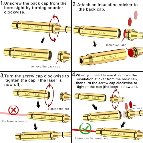 Miniatura 5 de Calibrador de mira, calibre 223, 5.56 mm  300 Win Mag  22LR  9 mm  6.5 Grendel .338 Lapua  30-30 Punto rojo con baterías