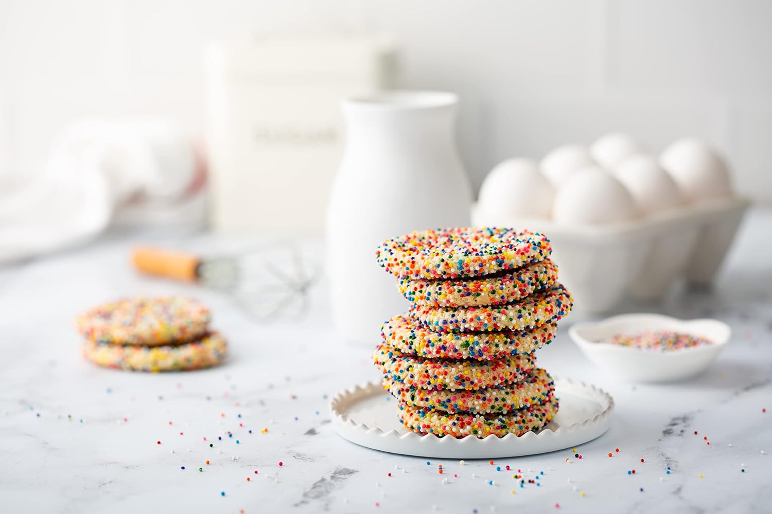 Rainbow Nonpareil Sprinkles - 1.8 Pounds - Non-Pareil Topping for Ice Cream - Easter Bulk Rainbow Sprinkles For Cookies, Cupcakes, Cake Decorating