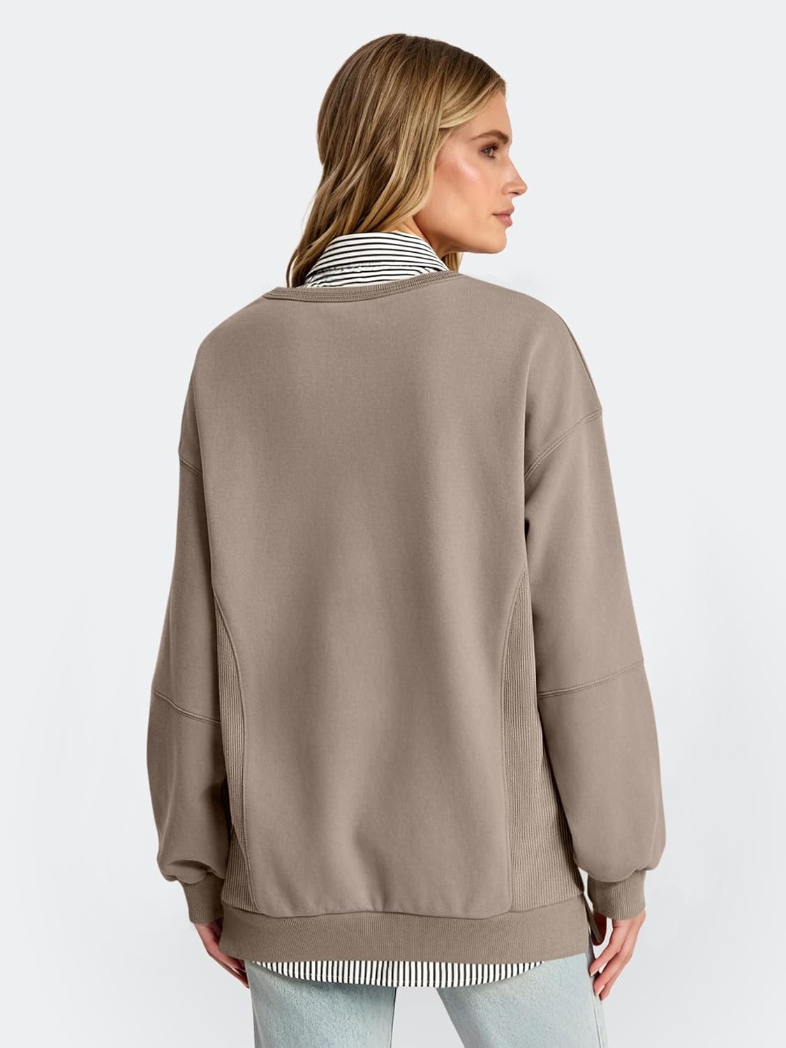 ANRABESS Womens Oversized Long Sleeve Crewneck Sweatshirts | Comfy Hoodies，Side Slits Pullover Top, Loose Fit, Casual Fall Outfits 2026, Teen Girls Y2k Clothing for Layering