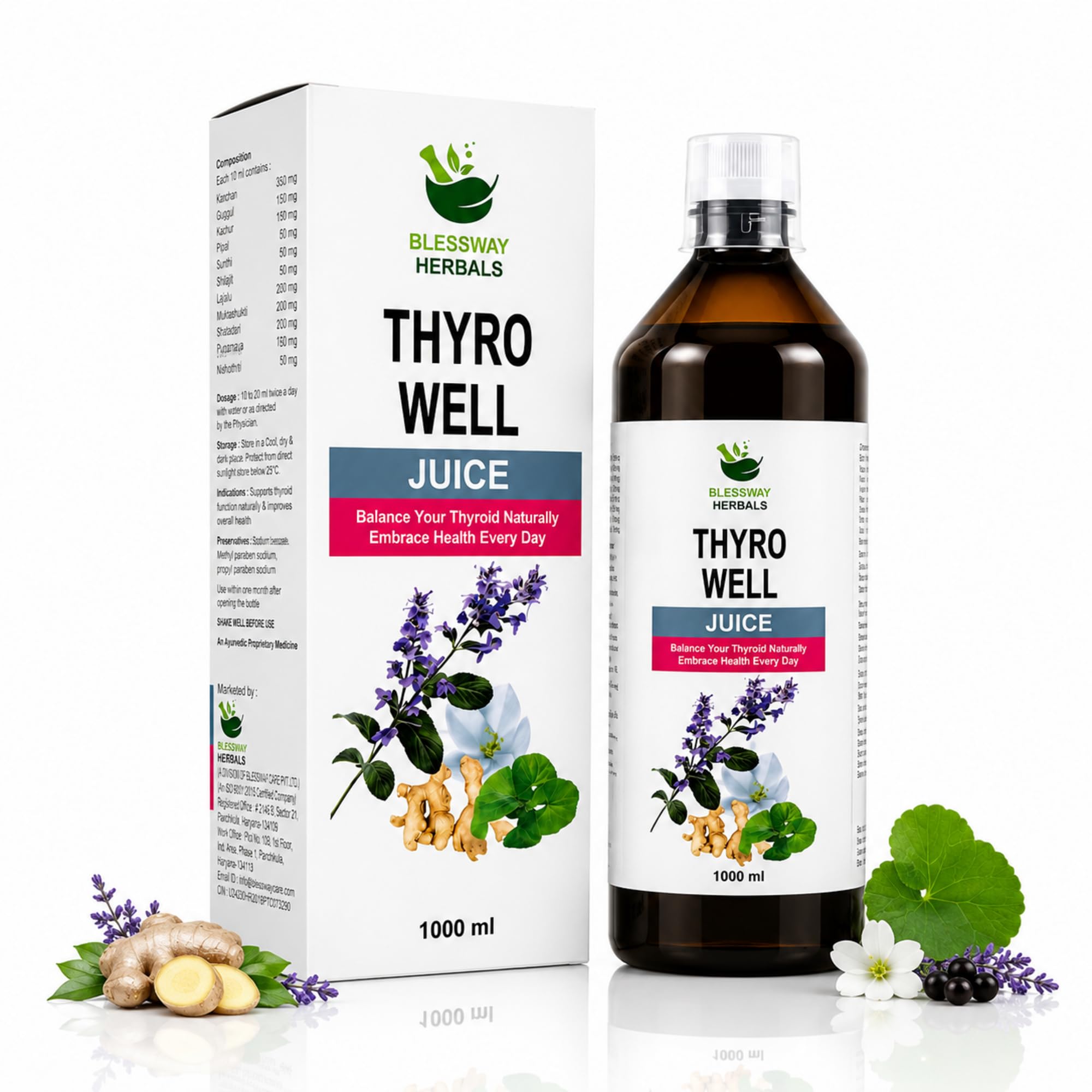 Thyro Well Juice | Ayurvedic Herbal Juice with Kachnar, Guggul, Shilajit, Mandukparni, Punarnava & Jatamansi | Daily Herbal Wellness Drink | 1000 ml-image-8