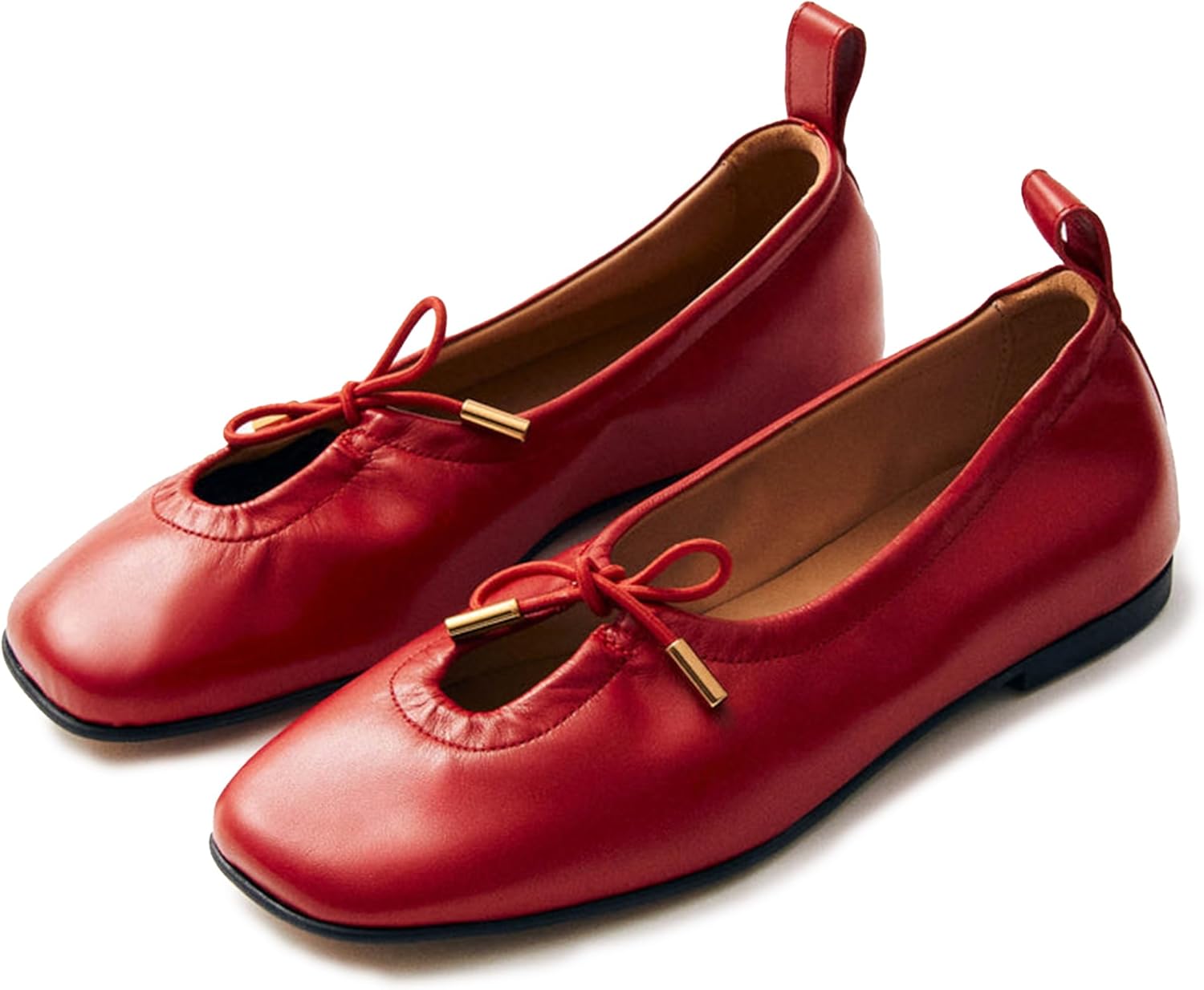Women Ballet Flats Square Toe Lace Up Bow Ballerina Shoes Cute Slip On Casual Mary Jane Shoes