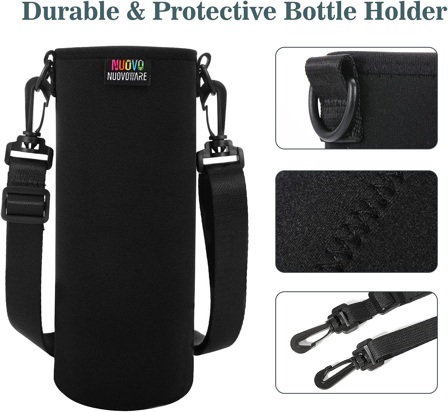 Nuovoware Water Bottle Carrier Bag, Premium Neoprene Portable Insulated Water bottle Sling Holder Bag 500ml/750ml/1000ml with Adjustable Shoulder Strap for Men Women Hiking, Sling Bottle Bag Case - Image 3