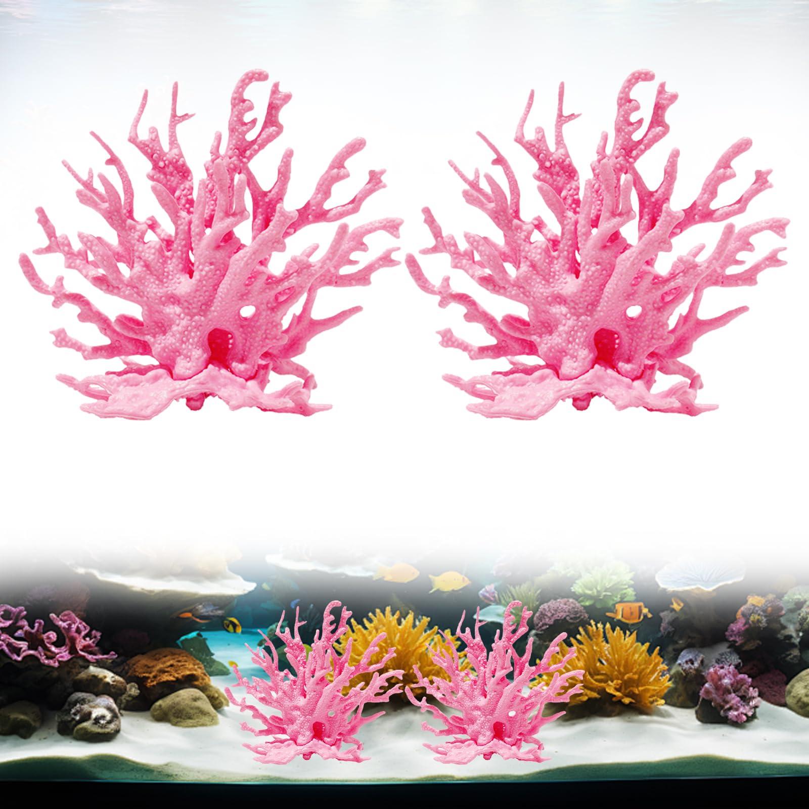 Corallo Artificiale Gamberetti Pianta Acquario Decorazione Paesaggio Acquatico (Rosa)